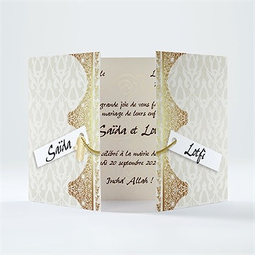 Faire-part mariage gris et or