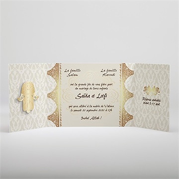 Faire-part mariage gris et or - Intérieur du faire-part