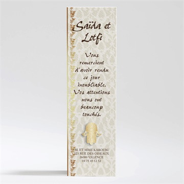 Remerciement mariage gris et or