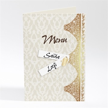 Menu mariage gris et or