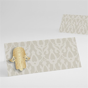 Marque-place mariage gris et or