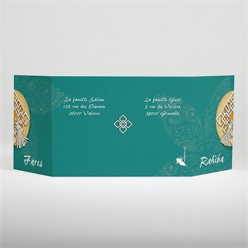 Faire-part mariage oriental vert - Dos du faire-part