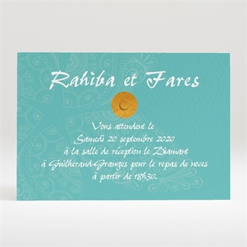 Carton d'invitation mariage oriental vert