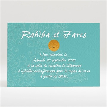 Carton d'invitation mariage oriental vert