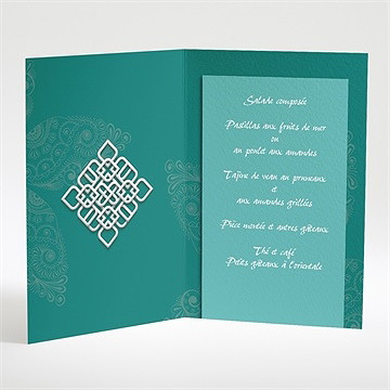 Menu mariage oriental vert - Intérieur du menu