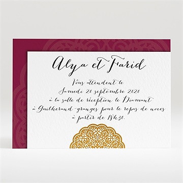 Carton d'invitation mariage motifs et diamants