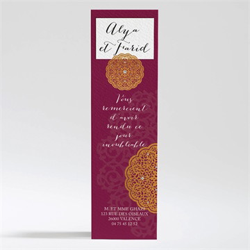 Remerciement mariage motifs et diamants