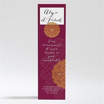 Remerciement mariage motifs et diamants