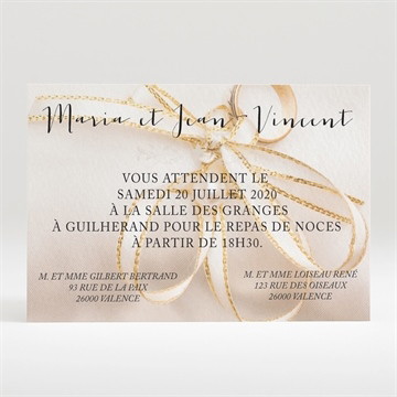 Carton d'invitation mariage soie et nacré