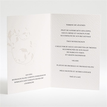 Menu mariage soie et nacré - Intérieur du menu