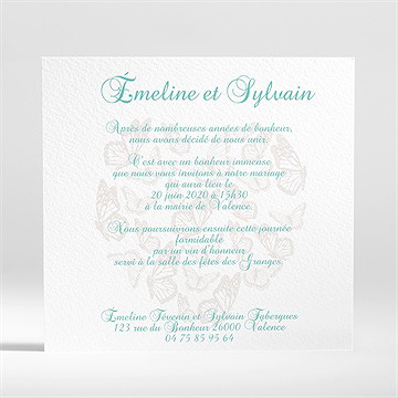 Faire-part mariage joli coeur avec banderole - Dos du faire-part