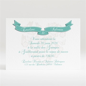 Carton d'invitation mariage joli coeur avec banderole