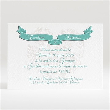 Carton d'invitation mariage joli coeur avec banderole