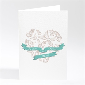 Menu mariage joli coeur avec banderole