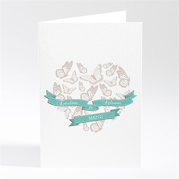 Menu mariage joli coeur avec banderole