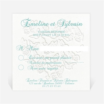 Carton réponse mariage joli coeur avec banderole