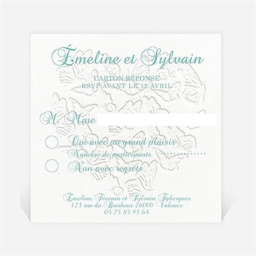 Carton réponse mariage joli coeur avec banderole