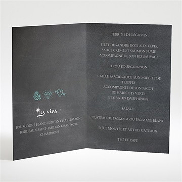 Menu mariage le hasard - Intérieur du menu