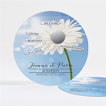 Faire-part mariage jolie marguerite ! - Vue non-gratté
