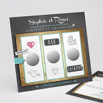 Faire-part mariage le hasard - Faire-part non gratté