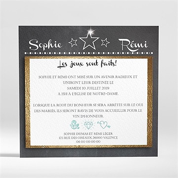 Faire-part mariage le hasard - Dos du faire-part