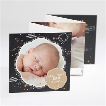 Faire-part naissance carte noire