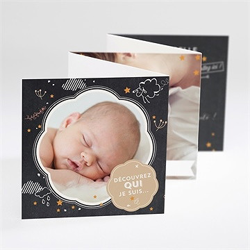 Faire-part naissance carte noire