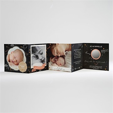 Faire-part naissance carte noire - Intérieur du faire-part non gratté