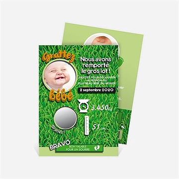 Faire-part naissance le gros lot - Faire-part non gratté