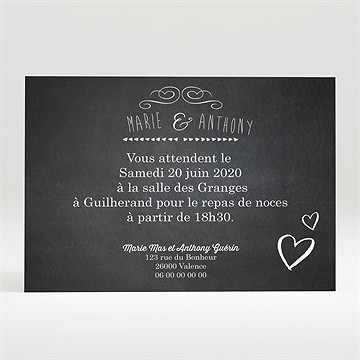 Carton d'invitation mariage photomaton et ardoise