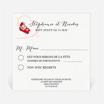 Carton réponse mariage en route vers notre bonheur