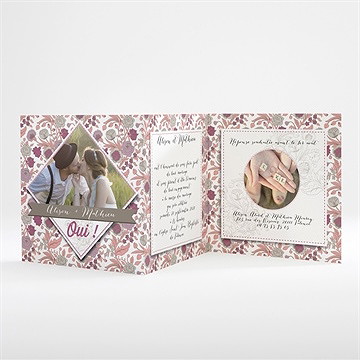 Faire-part mariage liberty pastel vintage - Intérieur du faire-part