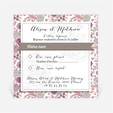 Carton réponse mariage liberty pastel vintage