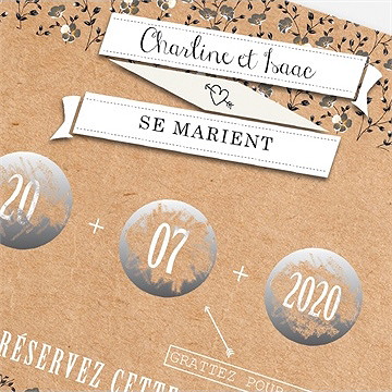 Faire-part mariage retro chic liberty - Détail du faire-part