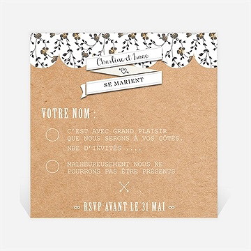 Carton réponse mariage retro chic liberty