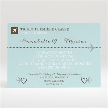 Carton d'invitation mariage ticket première classe