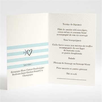 Menu mariage ticket première classe - Intérieur du menu