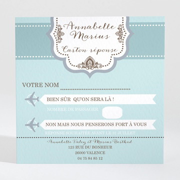 Carton réponse mariage ticket première classe