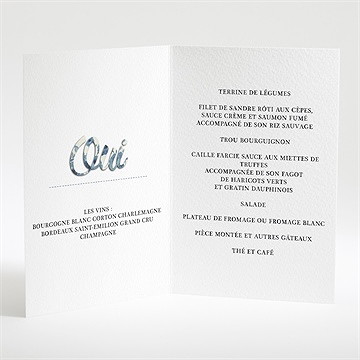 Menu mariage étiquettes trompe l'oeil - Intérieur du menu