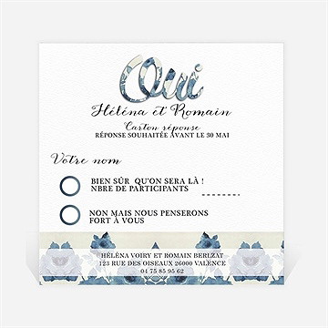 Carton réponse mariage étiquettes trompe l'oeil