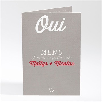 Menu mariage gris moderne