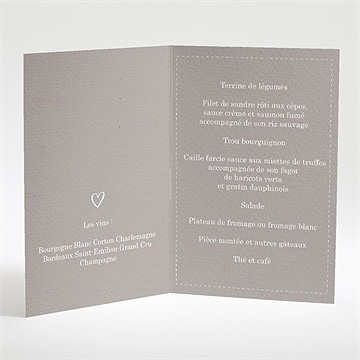 Menu mariage gris moderne - Intérieur du menu