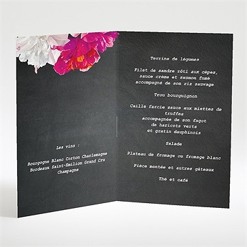 Menu mariage fleurs modernes - Intérieur du menu