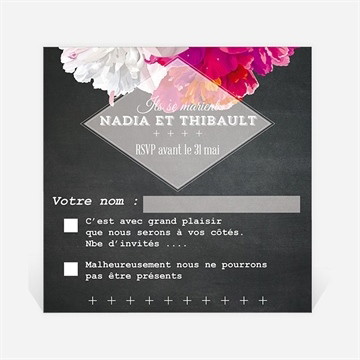 Carton réponse mariage fleurs modernes