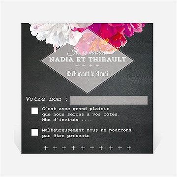 Carton réponse mariage fleurs modernes