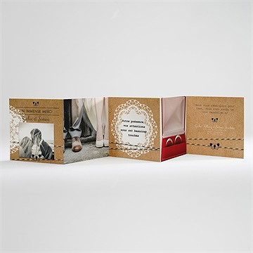 Remerciement mariage dentelle kraft papillon - Intérieur du carton de remerciement