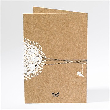 Menu mariage dentelle kraft papillon - Dos du menu