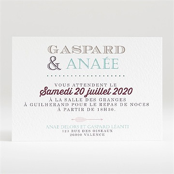 Carton d'invitation mariage motifs et jeu typographique