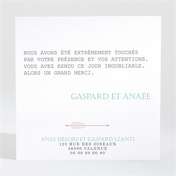 Remerciement mariage motifs et jeu typographique - Dos de la carte