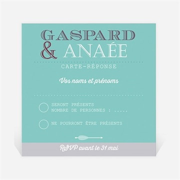 Carton réponse mariage motifs et jeu typographique